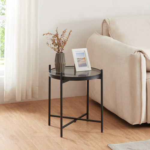 Satsbord Lier med glasskiva svart [en.casa] - premiumXL