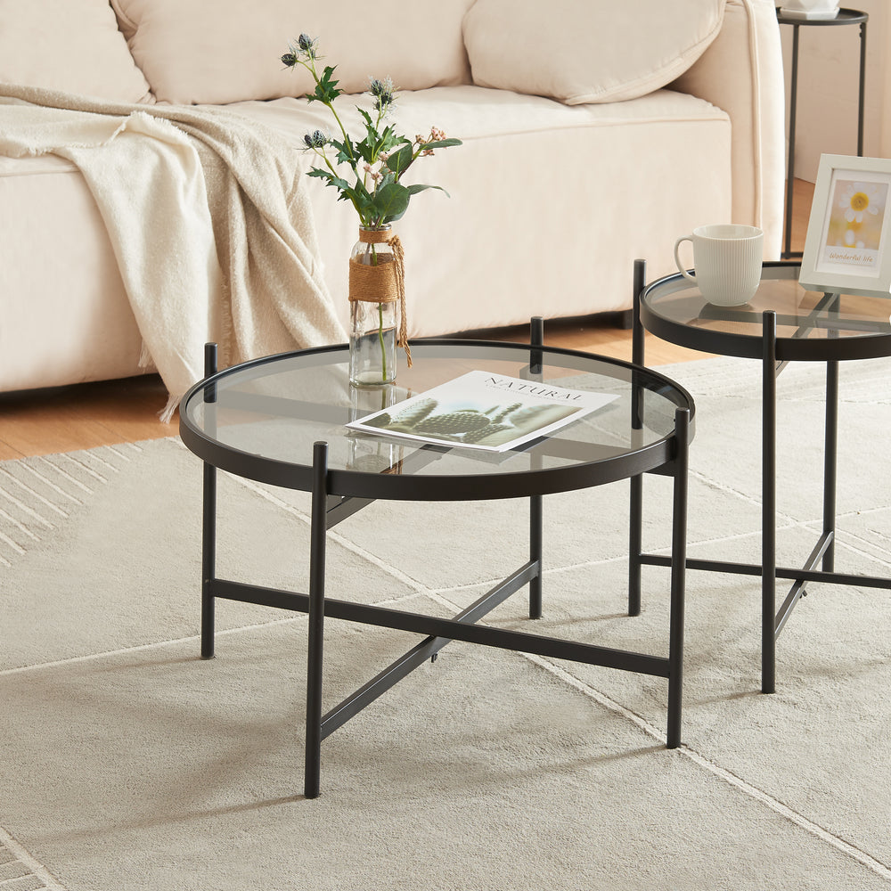 Soffbord Lier med glasskiva [en.casa] - premiumXL