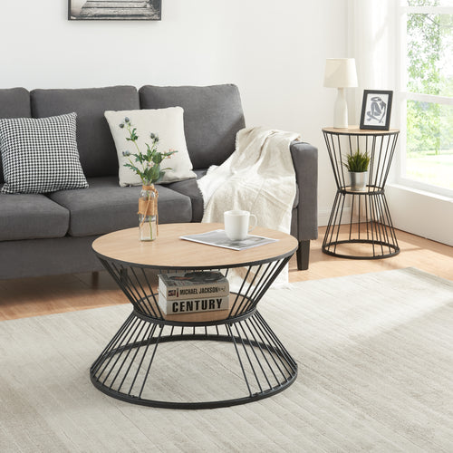 Soffbord Fossbergom svart/ek-look [en.casa]