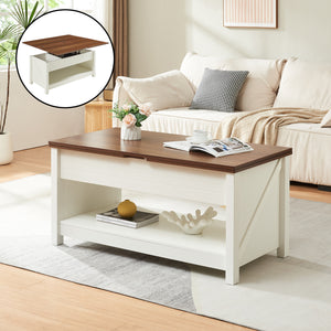 Soffbord Kasama med lyftskiva och förvaring 110x55x54 cm valnötslook/vit [en.casa] - premiumXL