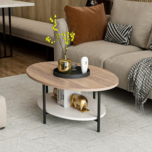 Soffbord Fredericia med nedre hylla eklook / vit [en.casa] - premiumXL
