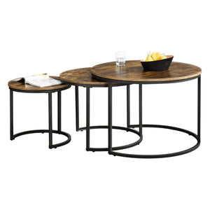 Sats med soffbord Arvidsjaur 3-delars set Mörk träton [en.casa] - premiumXL