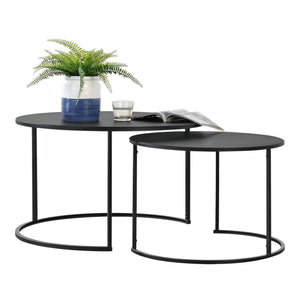 Sats med soffbord Korenica 2-delars - Set max. 20 - 20 kg Rund Svart [en.casa] - premiumXL