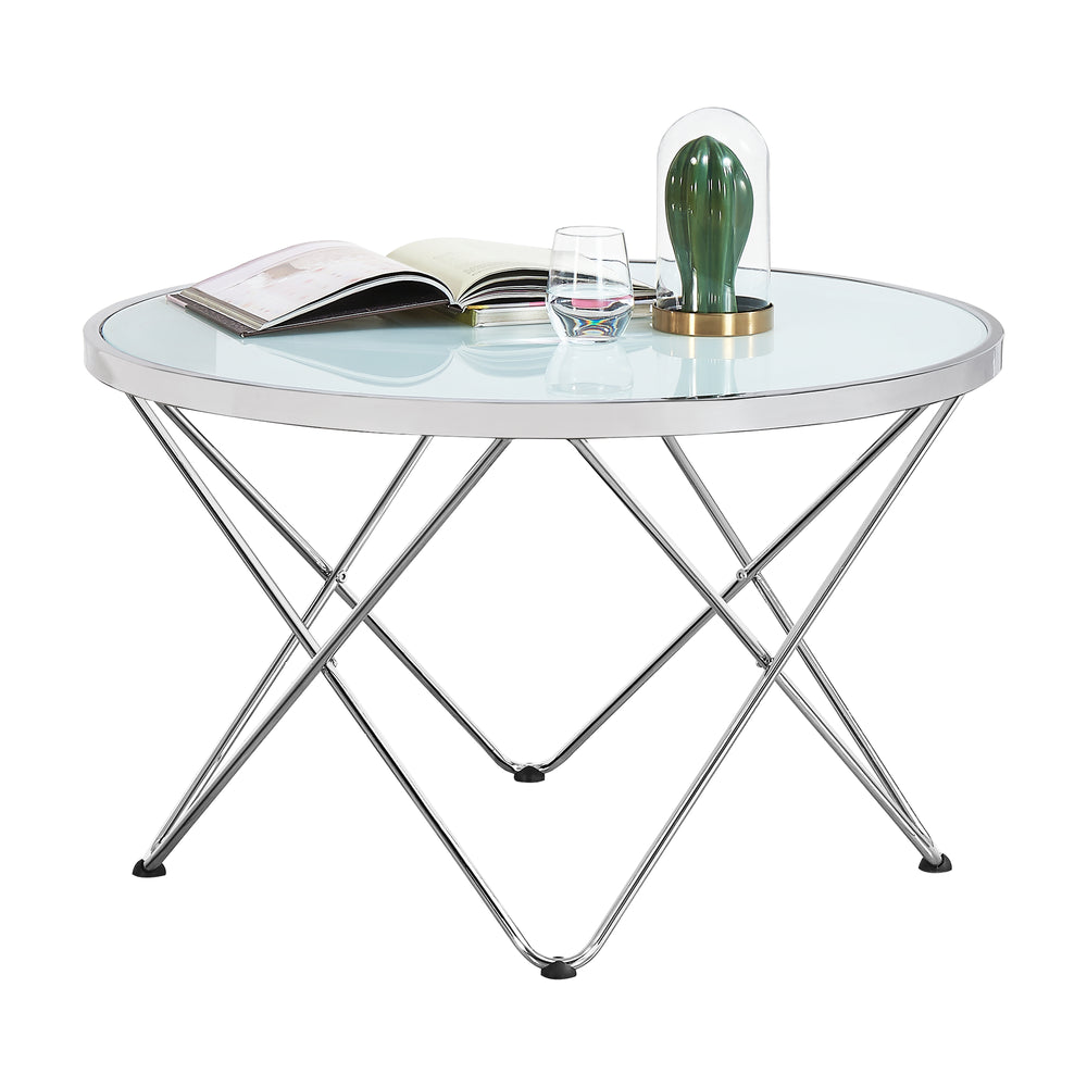 Soffbord Nikkeby metallstomme silver/mjölkglaslook [en.casa] - premiumXL