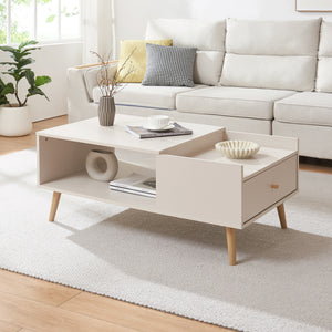 Soffbord Hallevil med låda 106x59x44 cm Vit [en.casa] - premiumXL
