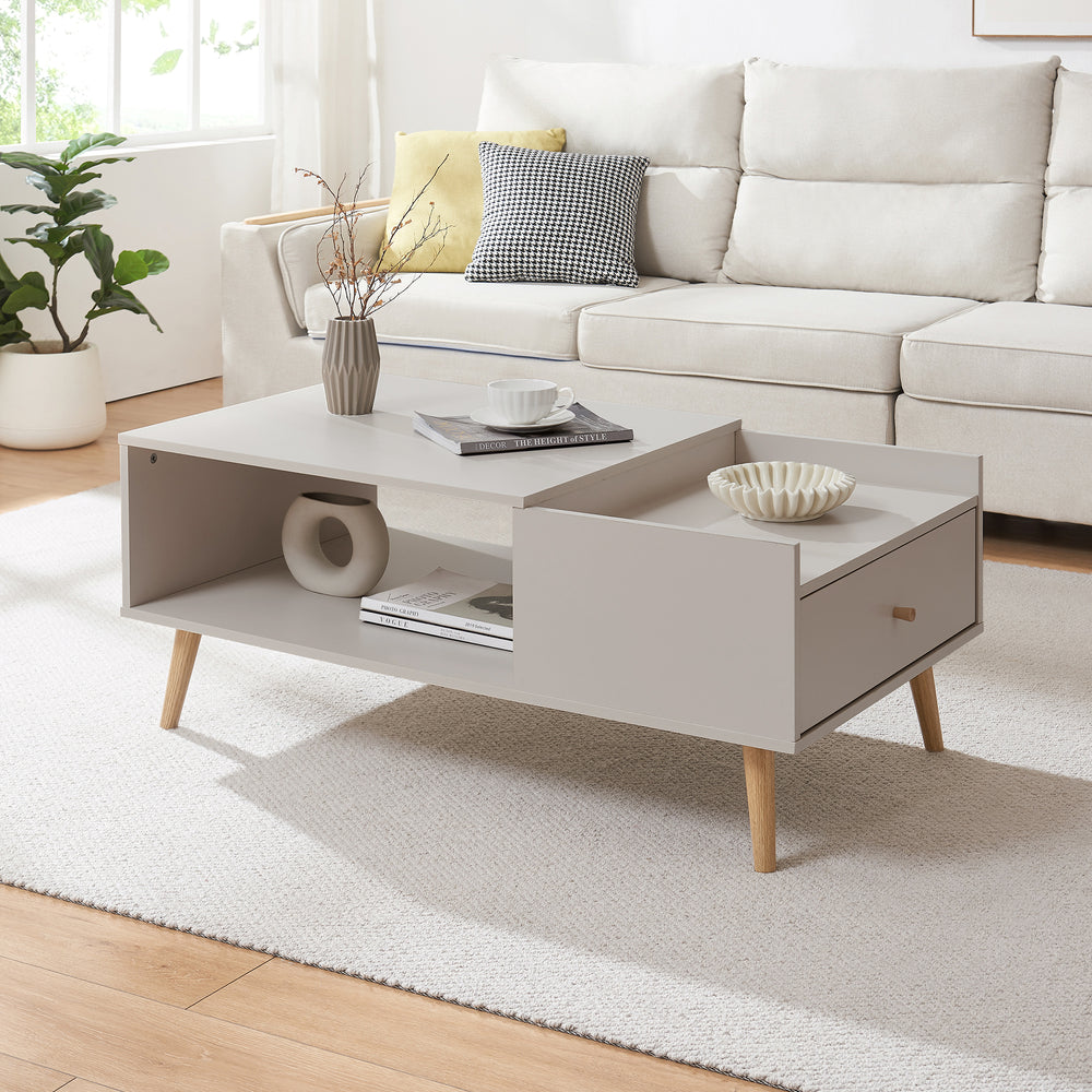 Soffbord Hallevil med låda 106x59x44 cm Vit [en.casa] - premiumXL