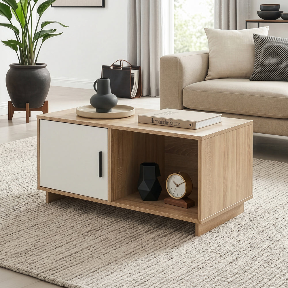 Soffbord Kenta 80x45x40 cm Sonoma-eklook/Vit [en.casa]