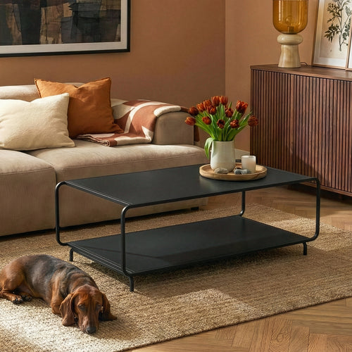 Soffbord Færder 115x50x45 cm Stål Svart [en.casa]