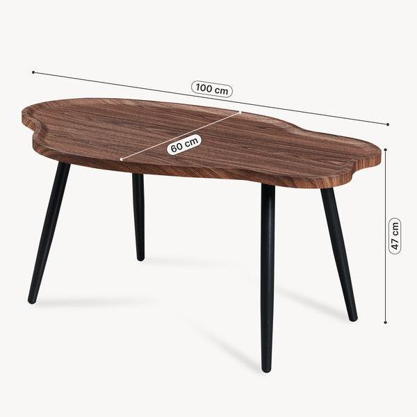 Soffbord Trestaneng 100 x 60 cm, med svängd bordsskiva, valnötsfärg [en.casa]