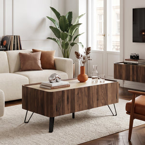 Soffbord Trorlon 100x50x40 cm Valnötslook/Travertin [en.casa]