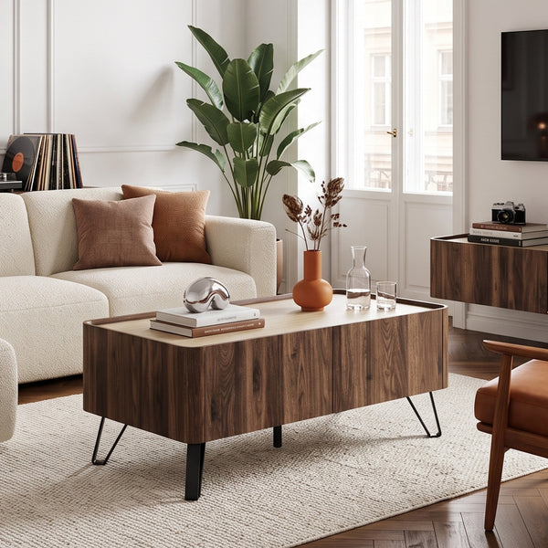Soffbord Trorlon 100x50x40 cm Valnötslook/Travertin [en.casa]