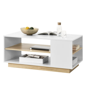 Soffbord Trelleborg 100x60x46 cm med 2 hyllor Vit/Ek en.casa - premiumXL
