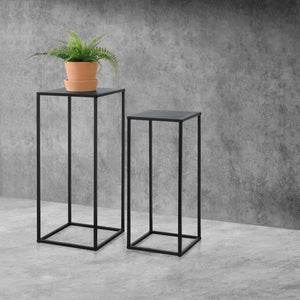 Sidobord Barbaricina 2-set - pelarform svart [en.casa] - premiumXL