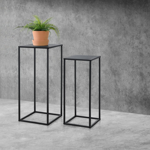 Sidobord Barbaricina 2-set - pelarform svart [en.casa] - premiumXL