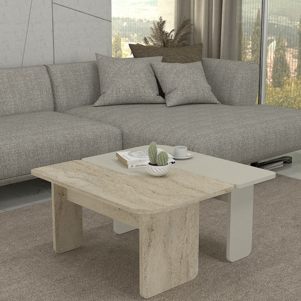 Soffbord Boneksbelt 2 - delad sandsten - och travertinfärger [en.casa] - premiumXL