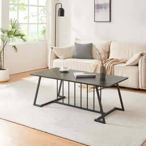 Soffbord Nospoo 120x60x46 cm marmordesign, svart [en.casa] - premiumXL