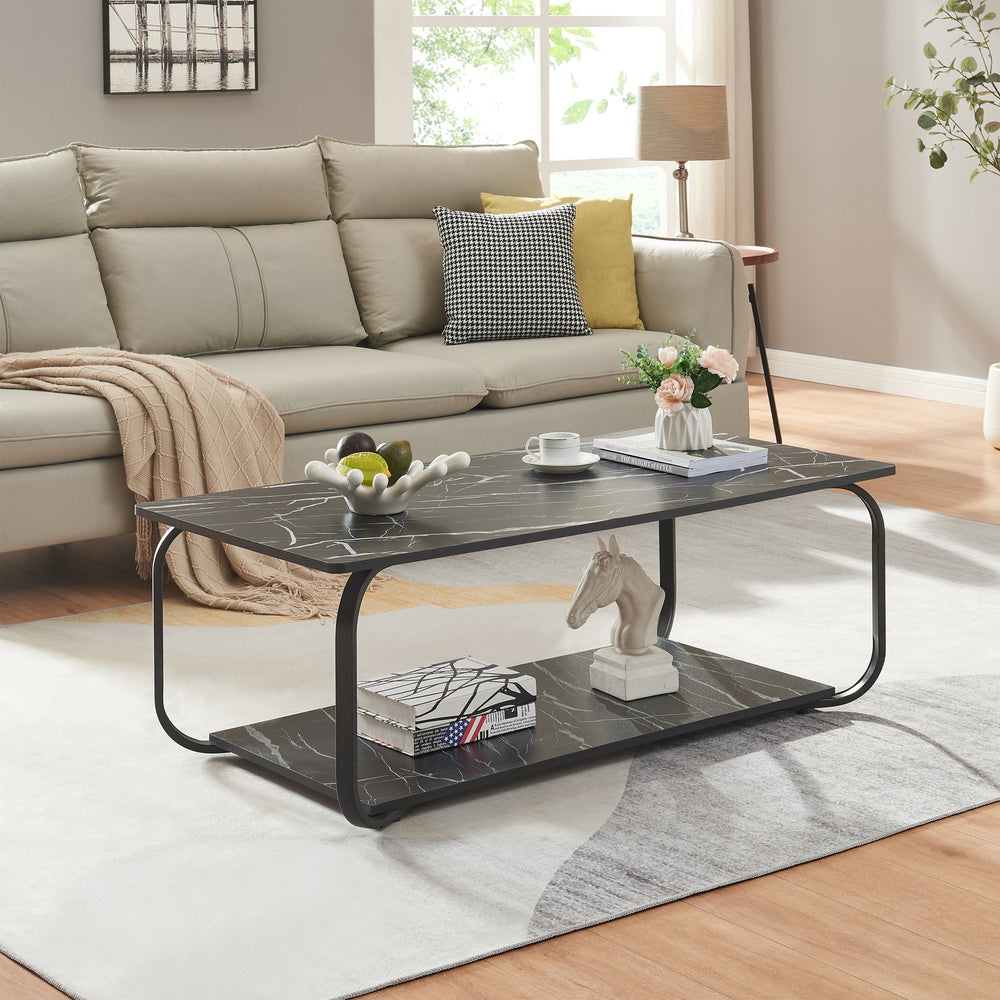 Soffbord Kolta 120x60x43 cm Marmorutseende [en.casa]