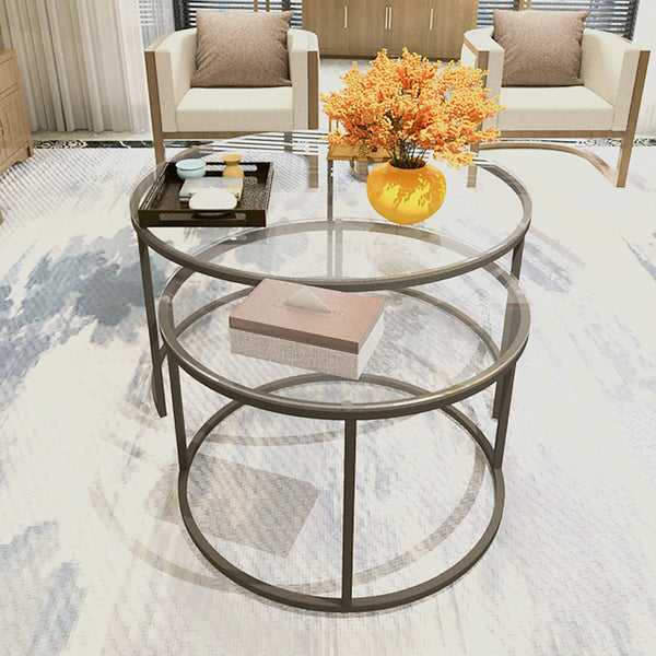 Soffbord Kokkola set om 2 härdat glas rund [en.casa] välj modell