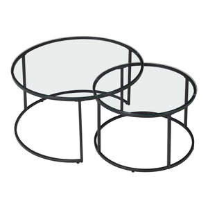 Soffbord Kokkola set om 2 härdat glas rund [en.casa] välj modell