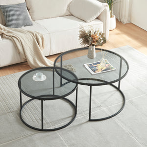 Soffbord Kokkola set om 2 härdat glas rund [en.casa] välj modell