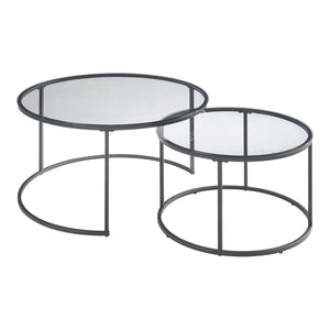 Soffbord Kokkola set om 2 härdat glas rund [en.casa] välj modell
