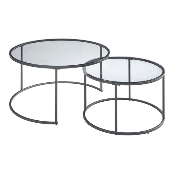 Soffbord Kokkola set om 2 härdat glas rund [en.casa] välj modell