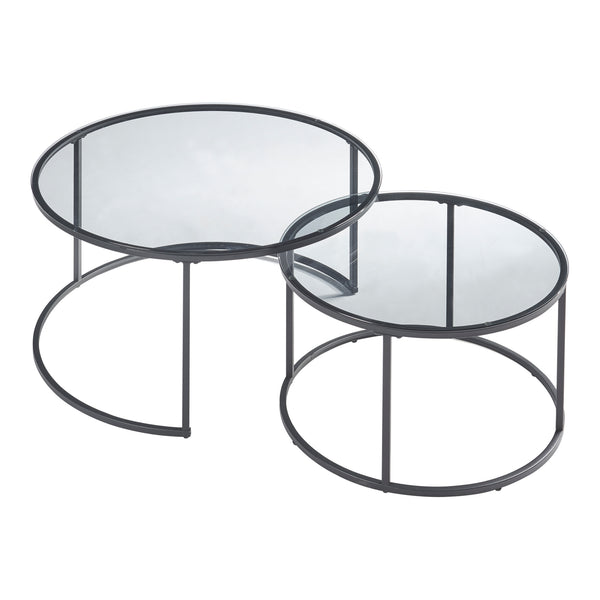 Soffbord Kokkola set om 2 härdat glas rund [en.casa] välj modell
