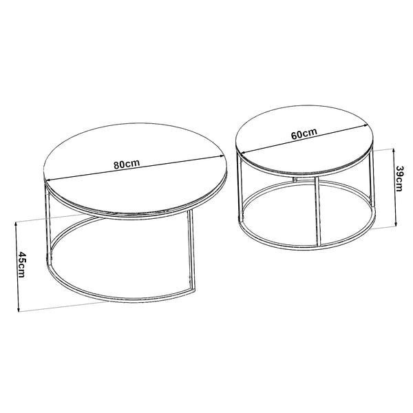 Soffbord Kokkola set om 2 härdat glas rund [en.casa] välj modell