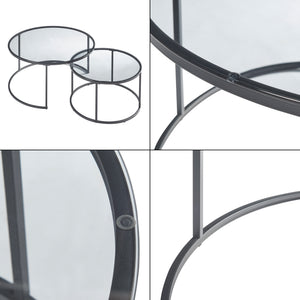 Soffbord Kokkola set om 2 härdat glas rund [en.casa] välj modell