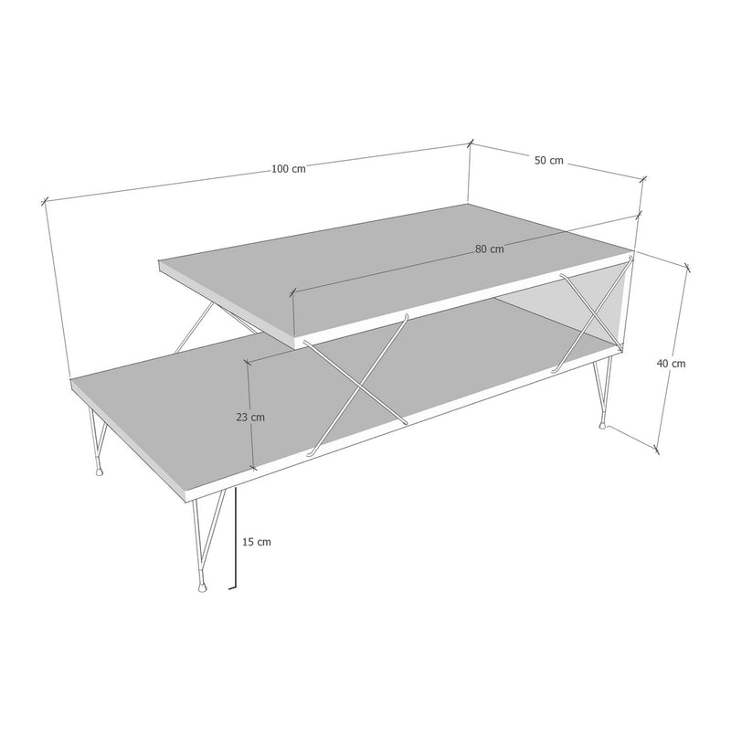 Måttskiss Asker soffbord 100x50x40 cm [en.casa]