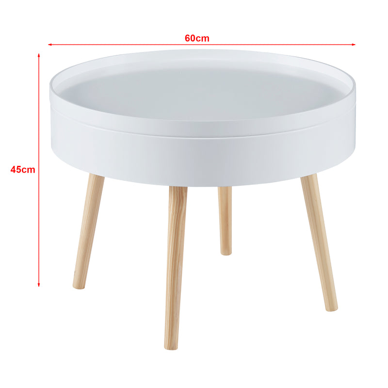 Måttskiss Soffbord Bongard Vit Ø60x45 cm [en.casa]