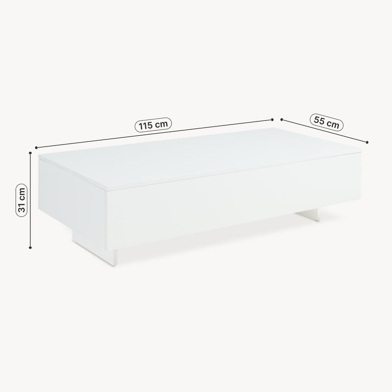 Måttskiss Soffbord Braunschweig 15x55x31cm högglans [en.casa] välj modell