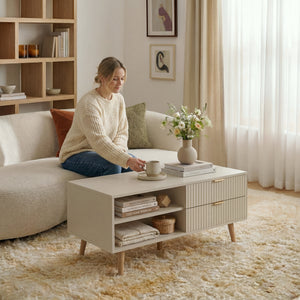 Soffbord Nand med 2 lådor [en.casa]