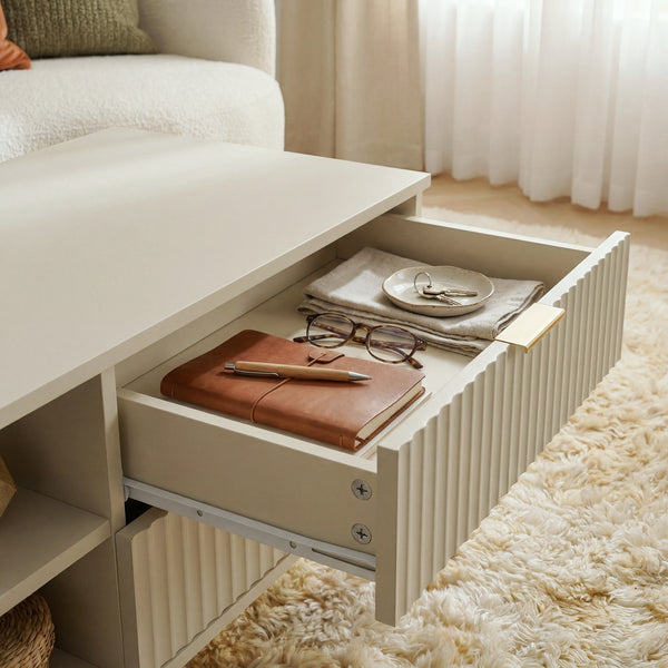 Soffbord Nand med 2 lådor [en.casa]