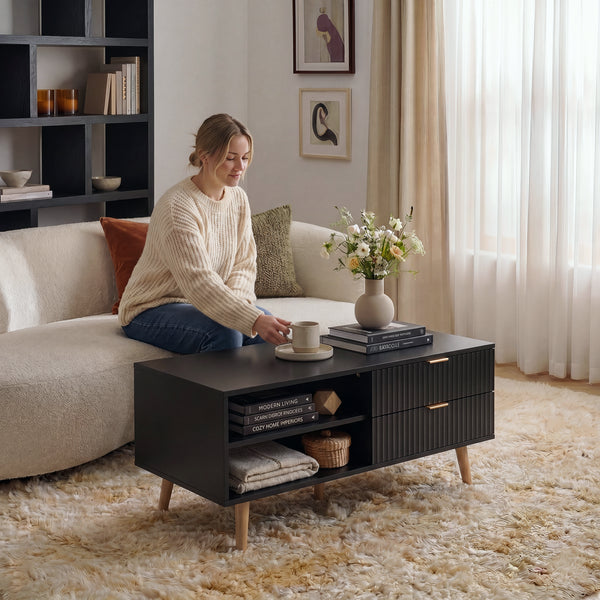 Soffbord Nand med 2 lådor [en.casa]