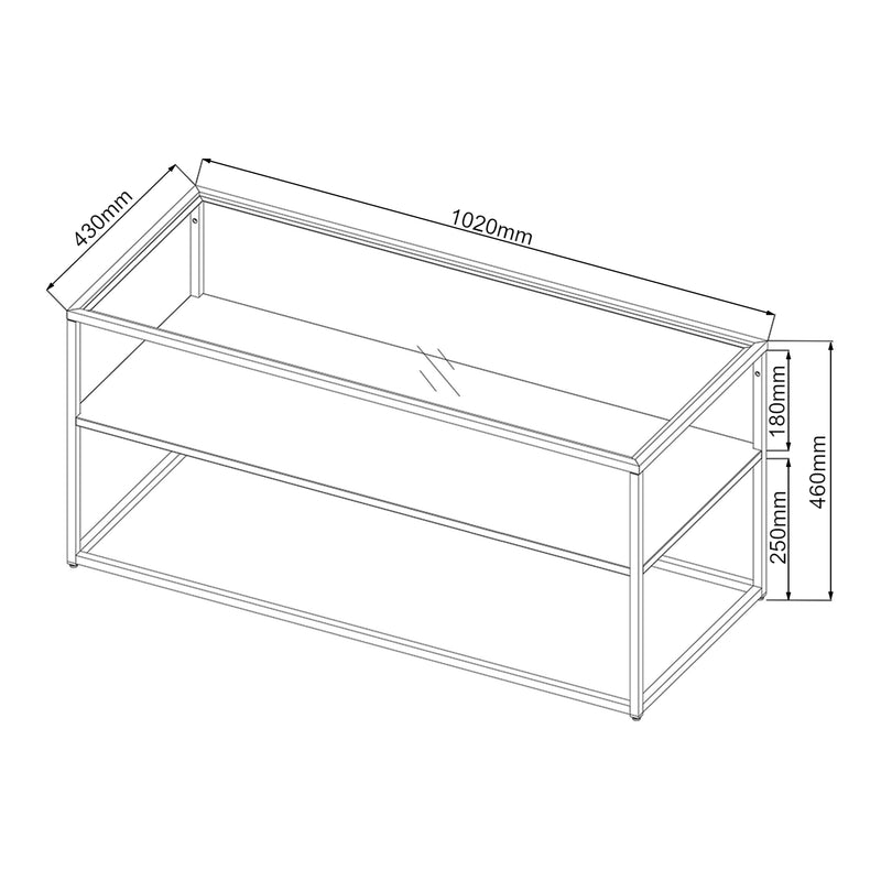 Måttskiss Soffbord Solund 120x50x50 cm stål [en.casa] välj modell