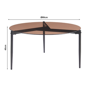 Soffbord Ulökantaa Ø80x40 cm rökglas [en.casa] 