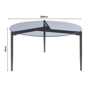 Soffbord Ulökantaa Ø80x40 cm rökglas [en.casa] 