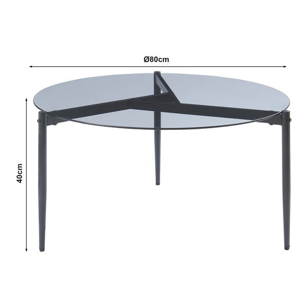 Soffbord Ulökantaa Ø80x40 cm rökglas [en.casa] 