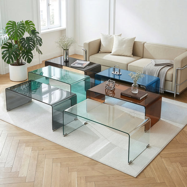 Soffbord Väsas 90x45x35 cm härdat glas [en.casa]