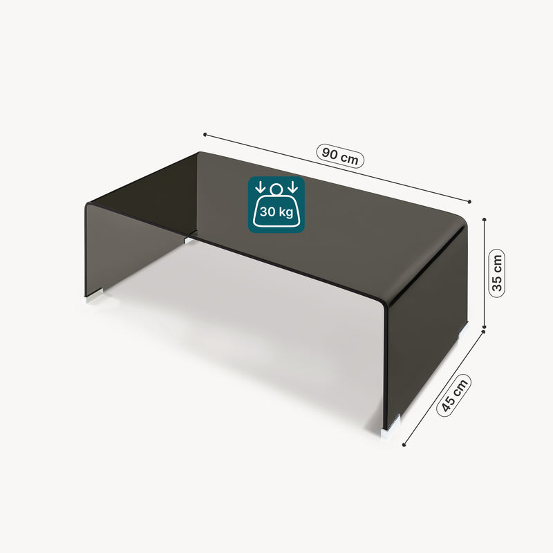 Måttskiss Soffbord Väsas 90x45x35 cm härdat glas [en.casa]