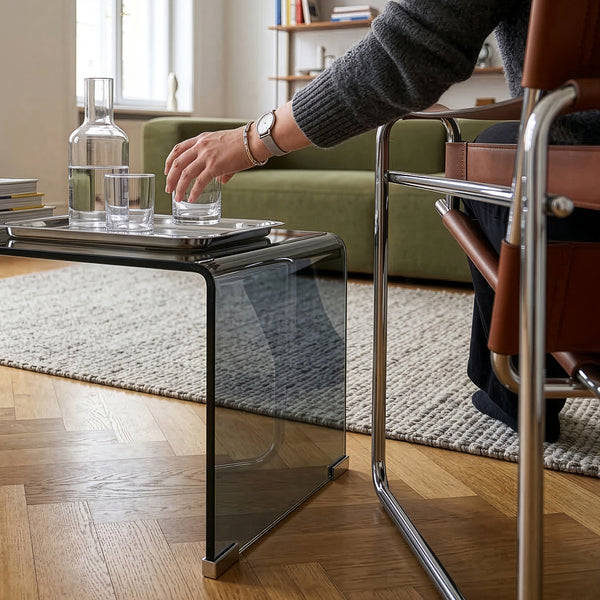 Soffbord Väsas 90x45x35 cm härdat glas [en.casa]