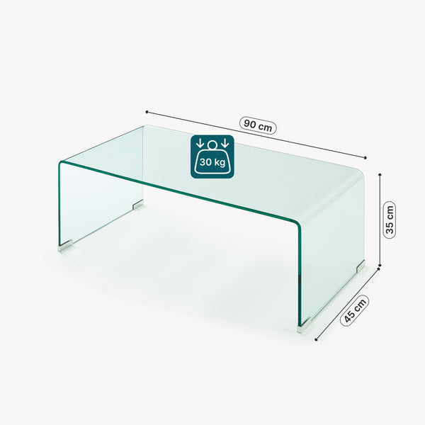 Soffbord Väsas 90x45x35 cm härdat glas [en.casa]