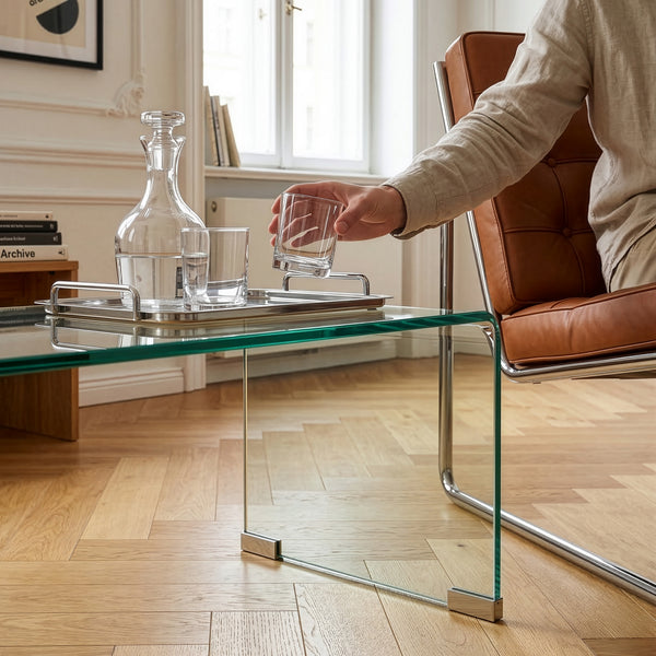 Soffbord Väsas 90x45x35 cm härdat glas [en.casa]