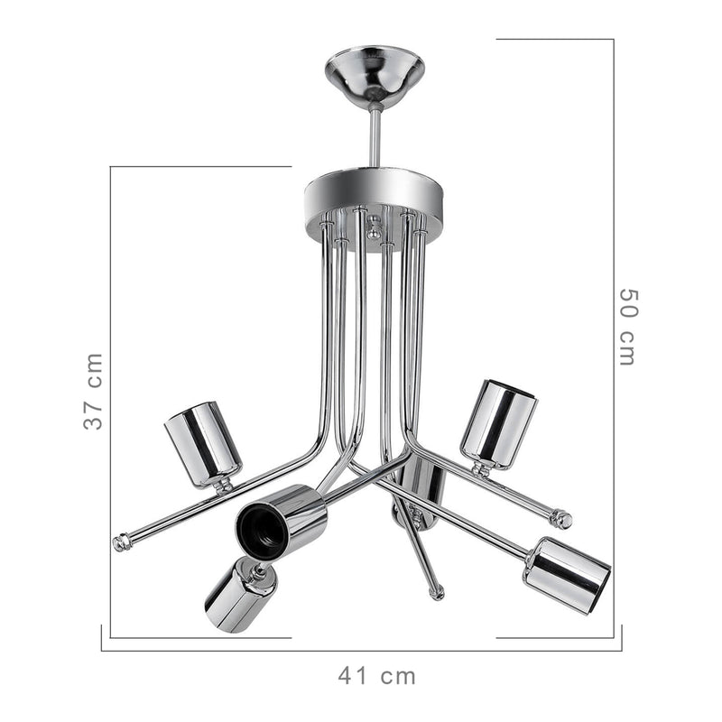 Måttskiss Taklampa Halesowen 6xE27 metall i olika färger [lux.pro]