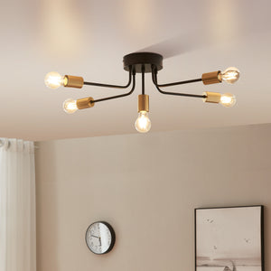 Taklampa Benfleet 5 x E27 Svart/Mässingsfärgad [lux.pro] - premiumXL