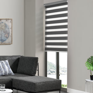 Duo rullgardin i olika storlekar Zebra rullgardin vit/mörkgrå