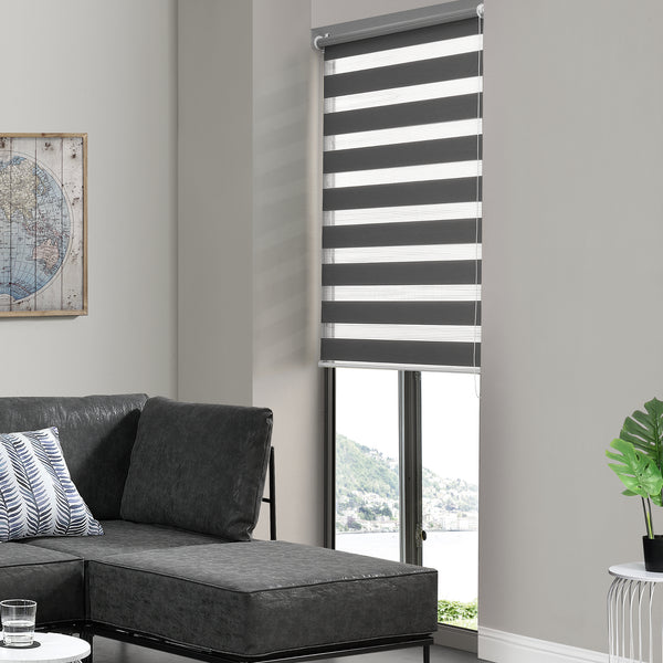 Duo rullgardin i olika storlekar Zebra rullgardin vit/mörkgrå