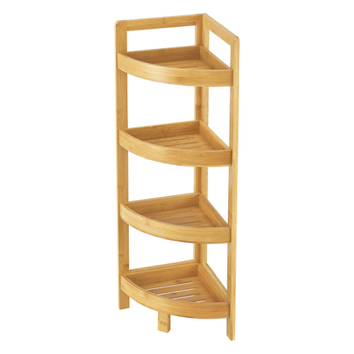 Bambu badhylla Lestijärvi hörnhylla med 4 hyllor 80x23x23cm [en.casa] - premiumXL