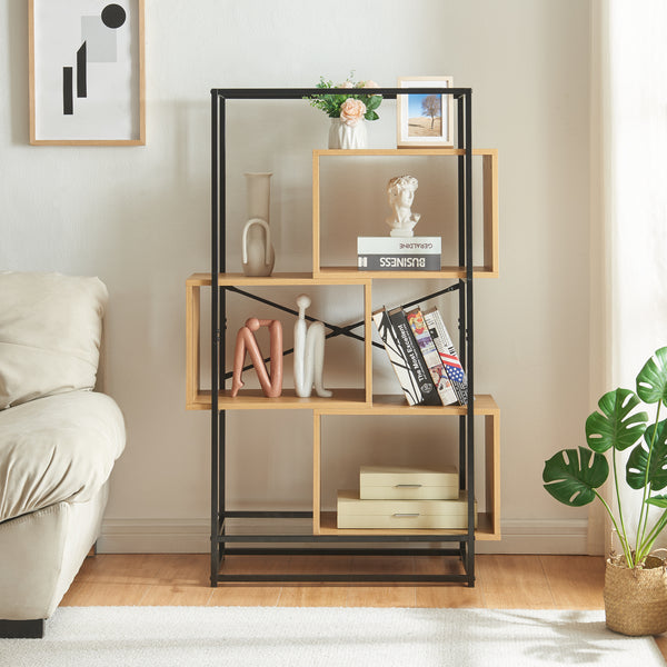 Bokhylla Rennebu Svart/Ek [en.casa]